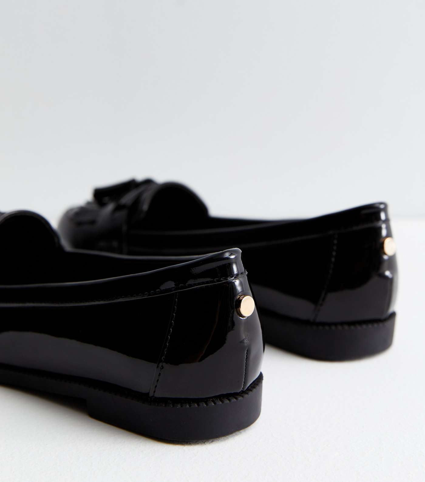 Black Patent Tassel Trim Loafers Image 4