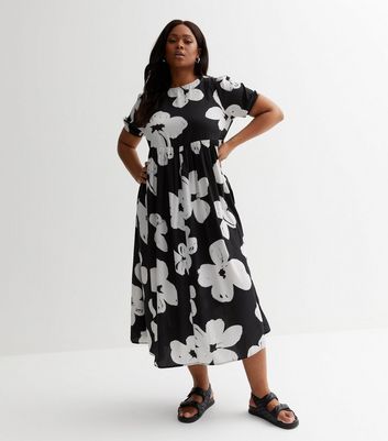 short sleeve midi smock dress