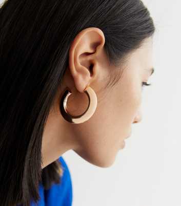 Gold Wide Midi Hoop Earrings