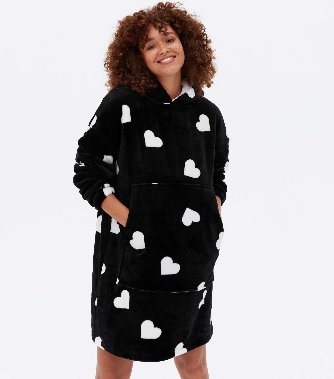 Black Heart Fleece Oversized Blanket Hoodie