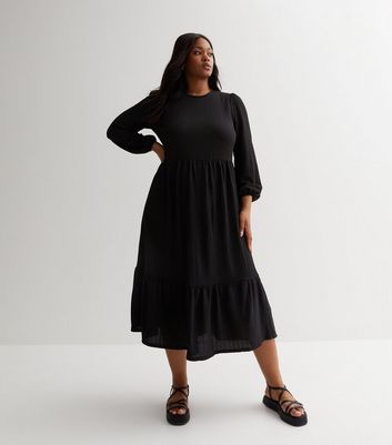 Black long outlet sleeve smock dress