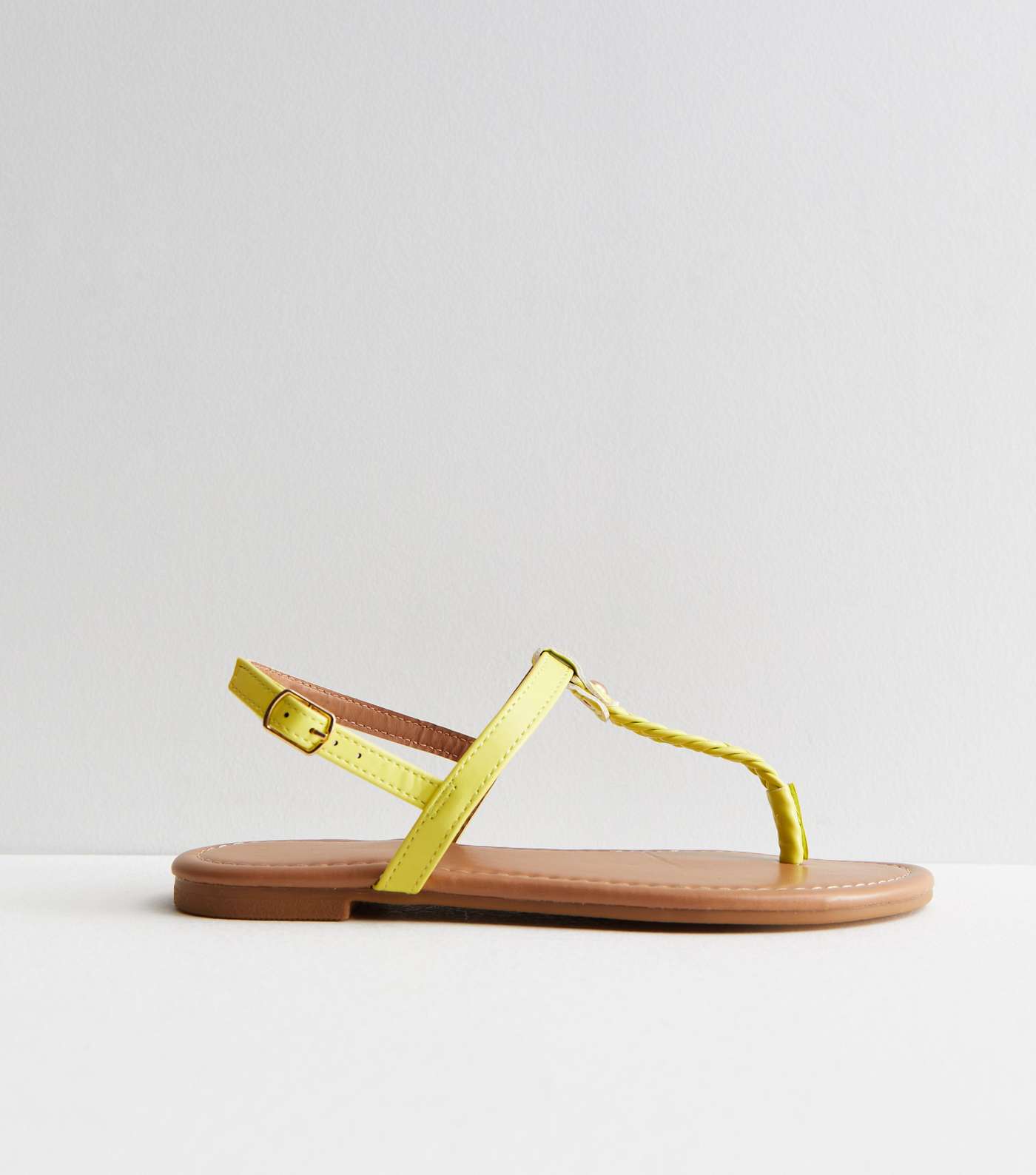Yellow Leather-Look Plaited Toe Post Sandals Image 3