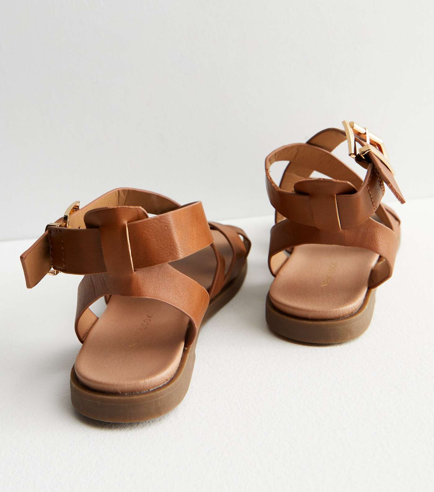 Tan Leather-Look Strappy Footbed Sandals Image 4