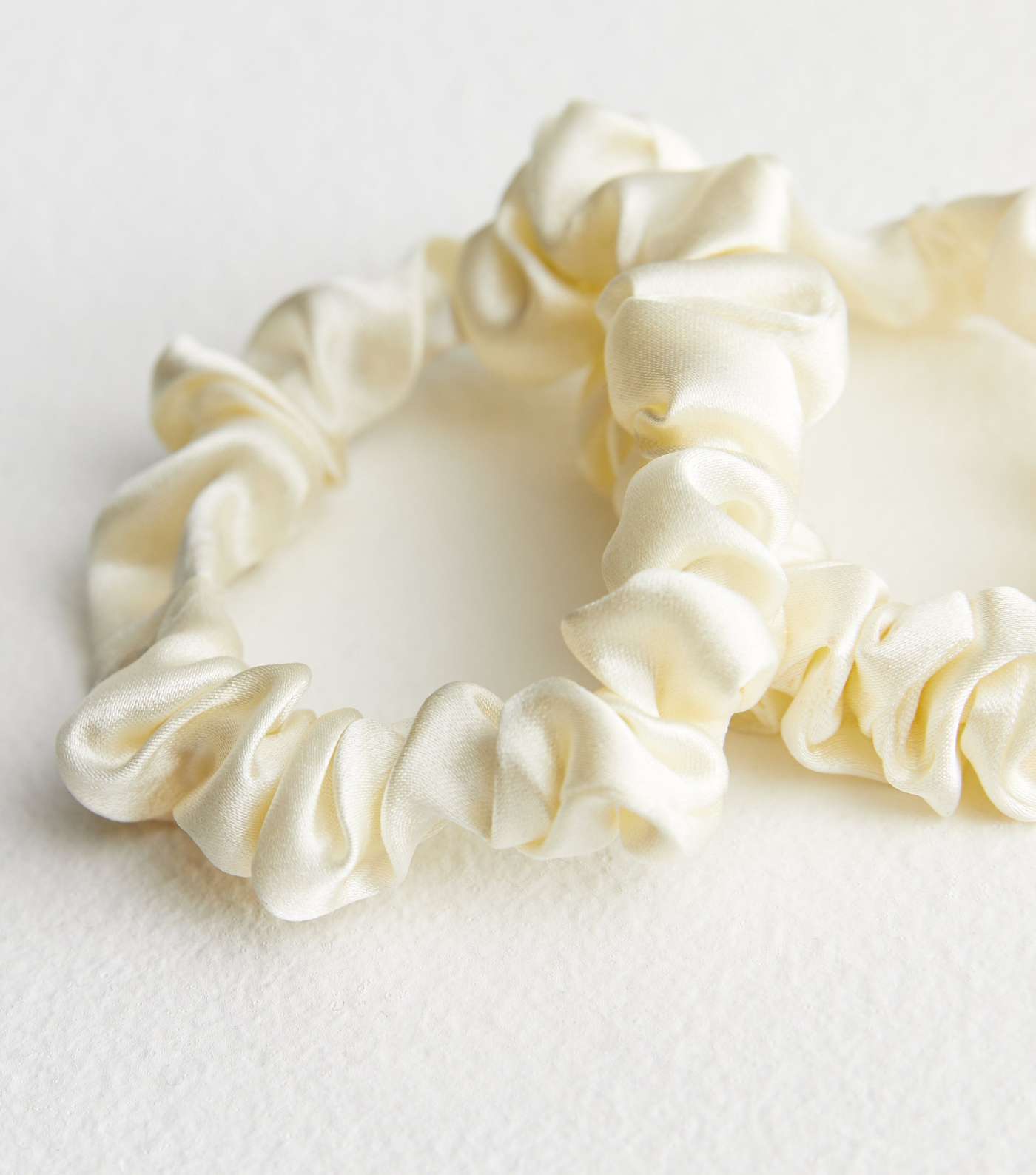 2 Pack Cream Real Silk Scrunchies Image 2