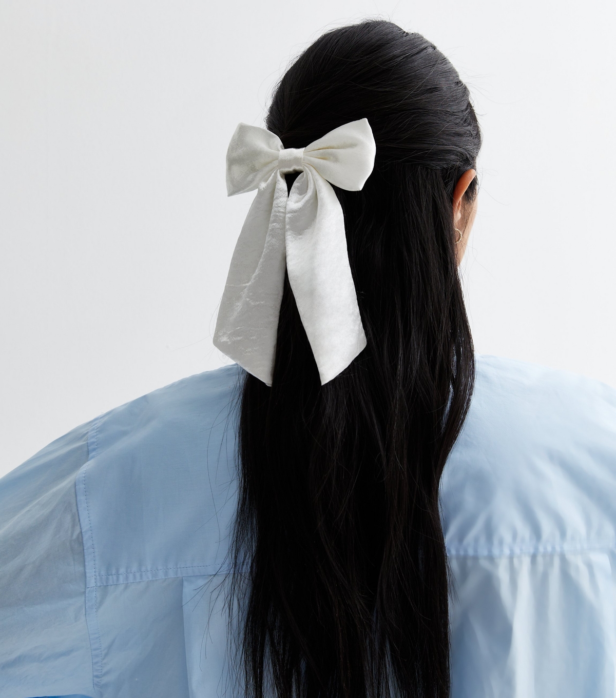Cream Satin Bow Hair Slide New Look