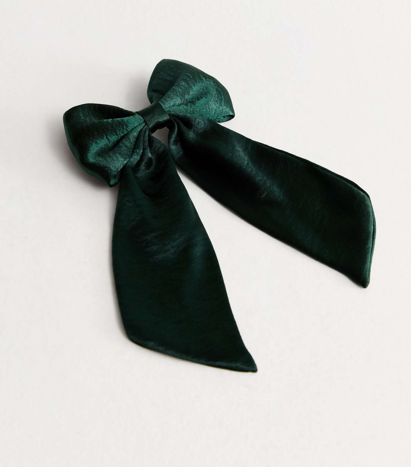 Dark Green Satin Bow Hair Slide