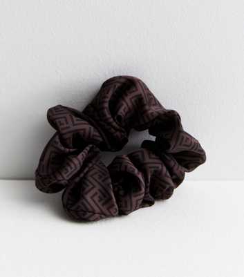 Dark Brown Geometric Scrunchie