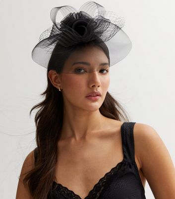 Black Floral Mesh Fascinator Headband