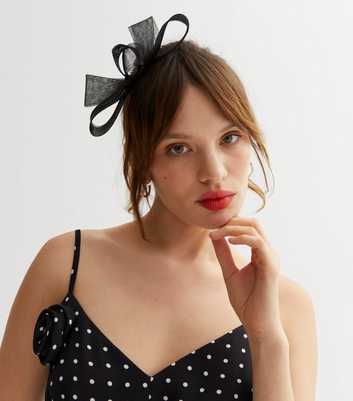Black Mesh Bow Fascinator Clip