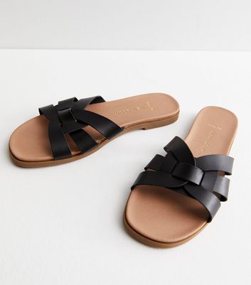 Ladies black sliders uk hot sale