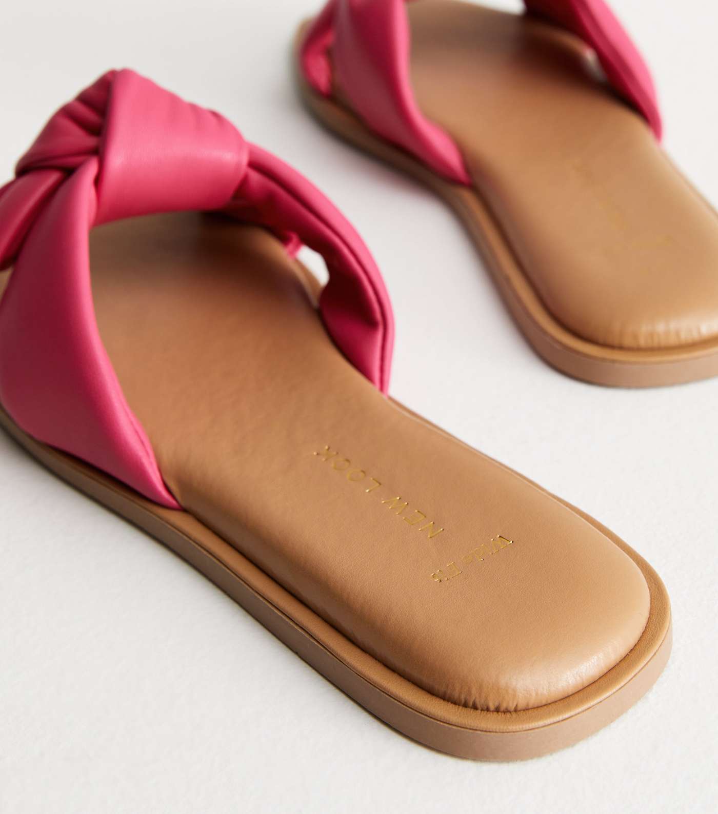 Wide Fit Bright Pink Knot Sliders Image 3