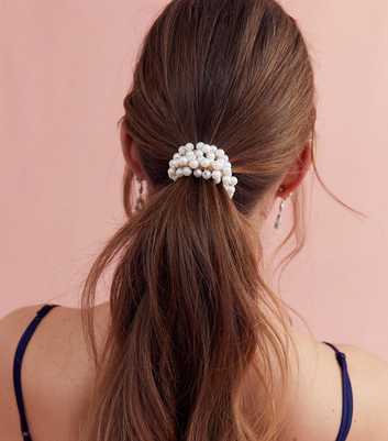 Cream Faux Pearl Scrunchie
