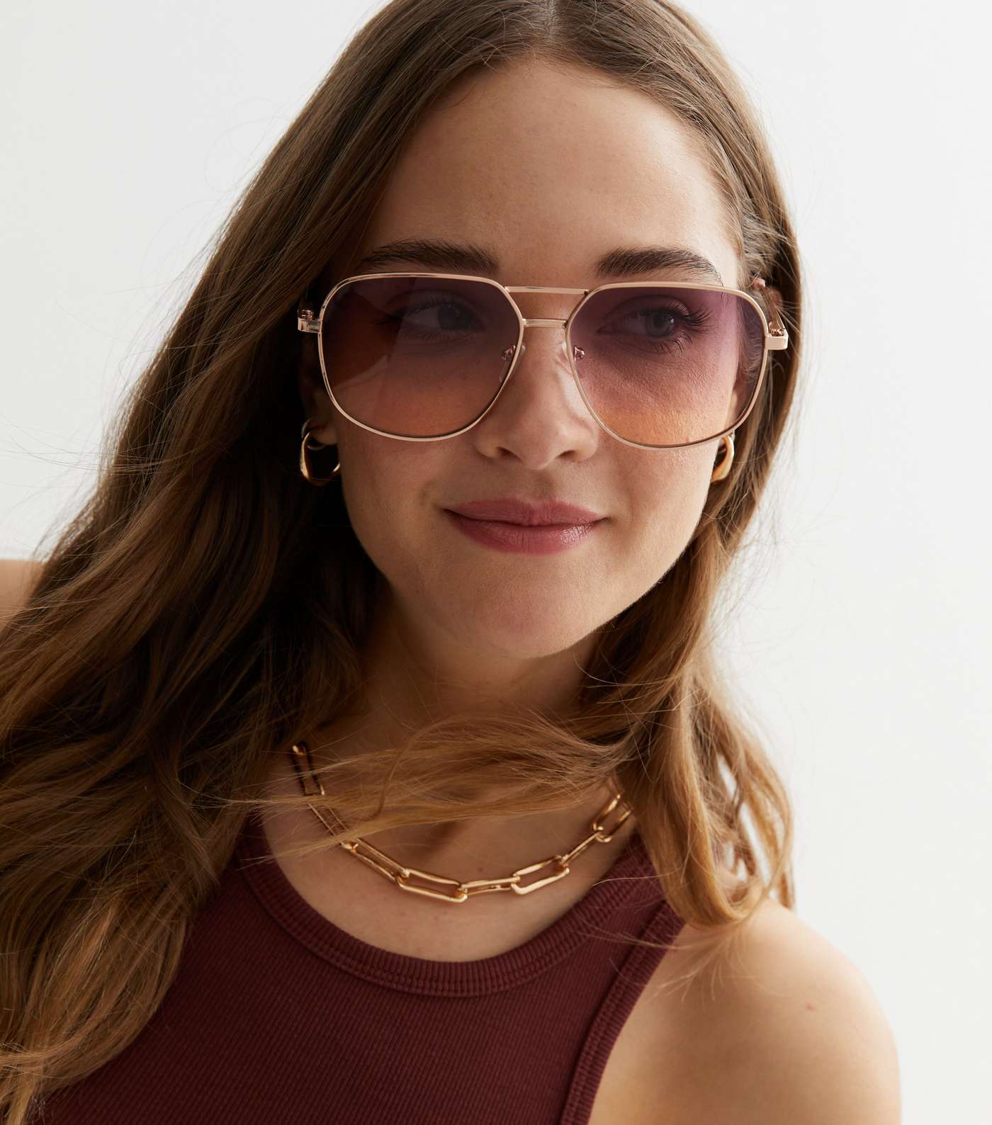 Rose Gold Pilot Sunglasses