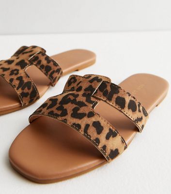 New look clearance leopard print sliders