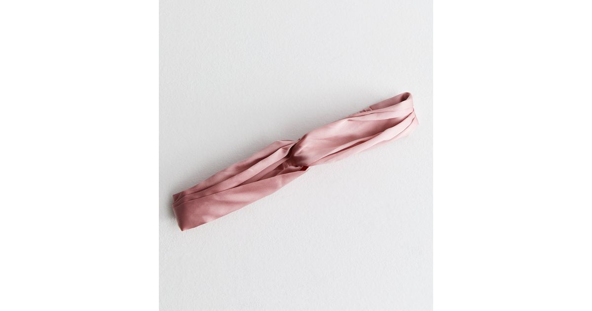 New Look Pink Satin Twist Knot Headband