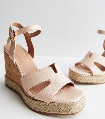 Nude wedge hot sale heel shoes