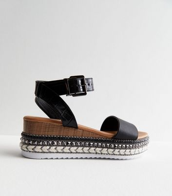 Cute Black and White Sandals - Platform Sandals - Espadrilles - Lulus