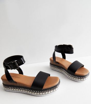 Espadrille flatform sandals store black