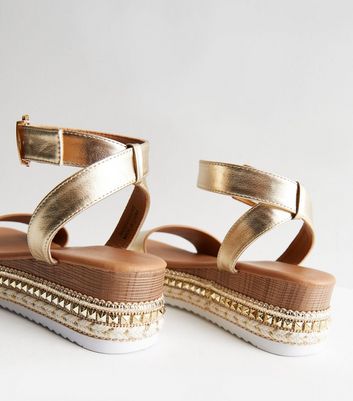 Gold espadrille 2024 platform sandals