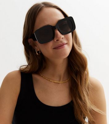 Black Rectangle Frame Sunglasses