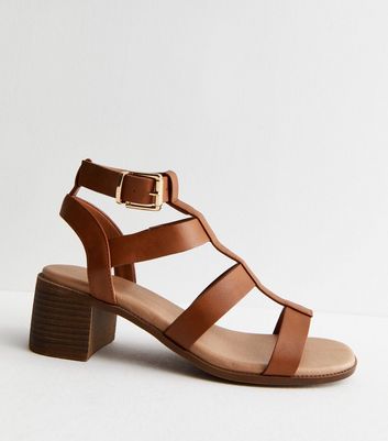 White Wooden Block Heel Gladiator Sandals New Look from NEW LOOK on 21  Buttons