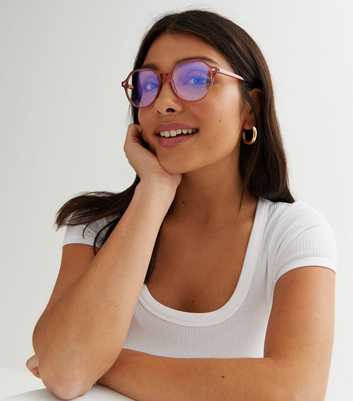 Pink Round Frame Blue Light Glasses