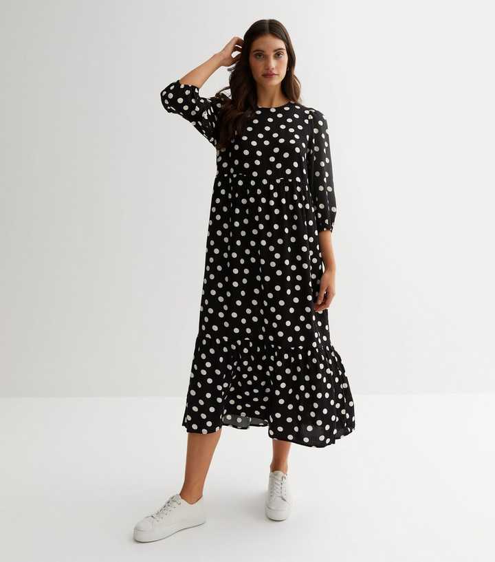 new look spot midi dress