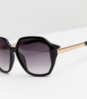 Black hexagon clearance sunglasses