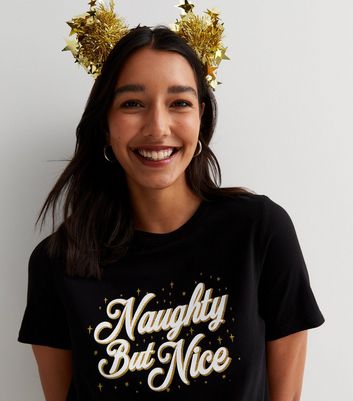 Black Naughty But Christmas T-Shirt | New