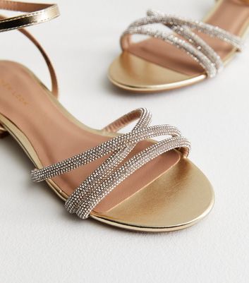 Flat gold best sale strappy sandals