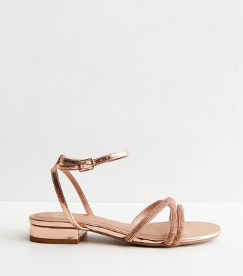 Rose gold store two strap sandals