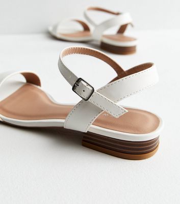 Wide Fit White Stud Trim Footbed Sandals | New Look