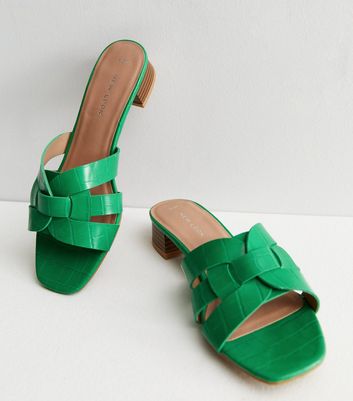 Wide Fit Green Suede Double Strap Sandals | New Look