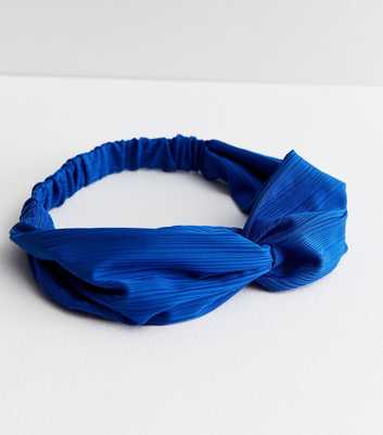 Bright Blue Ribbed Twist Knot Headband
