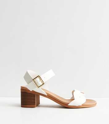 Wide Fit White Plaited Block Heel Sandals