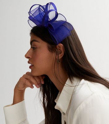 Bright Blue Mesh Bow Fascinator Headband