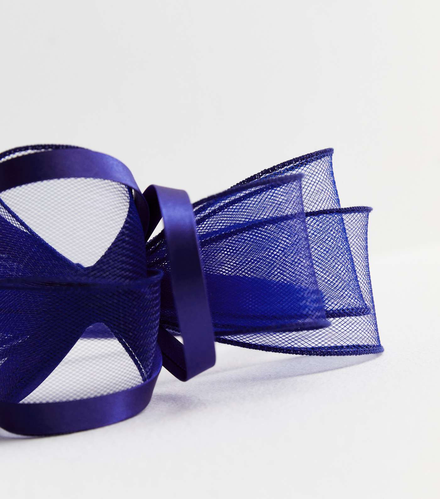 Bright Blue Mesh Bow Fascinator Headband Image 3