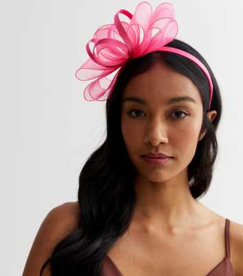 Bright Pink Mesh Bow Fascinator Headband
