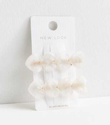 2 Pack Cream Resin Heart Hair Slides