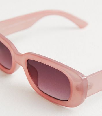 Pink hot sale rectangle sunglasses