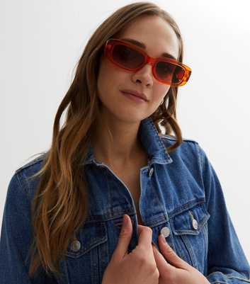 Orange Rectangle Frame Sunglasses