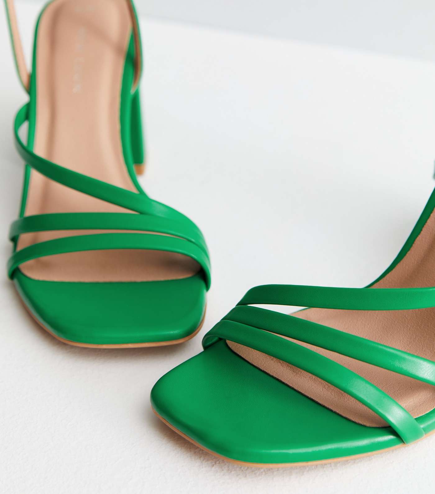 Green Leather-Look Strappy Block Heel Sandals Image 4