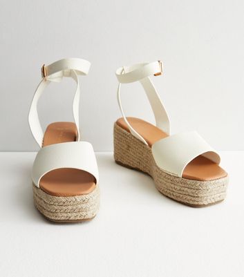 Espadrille platform sales sandals white