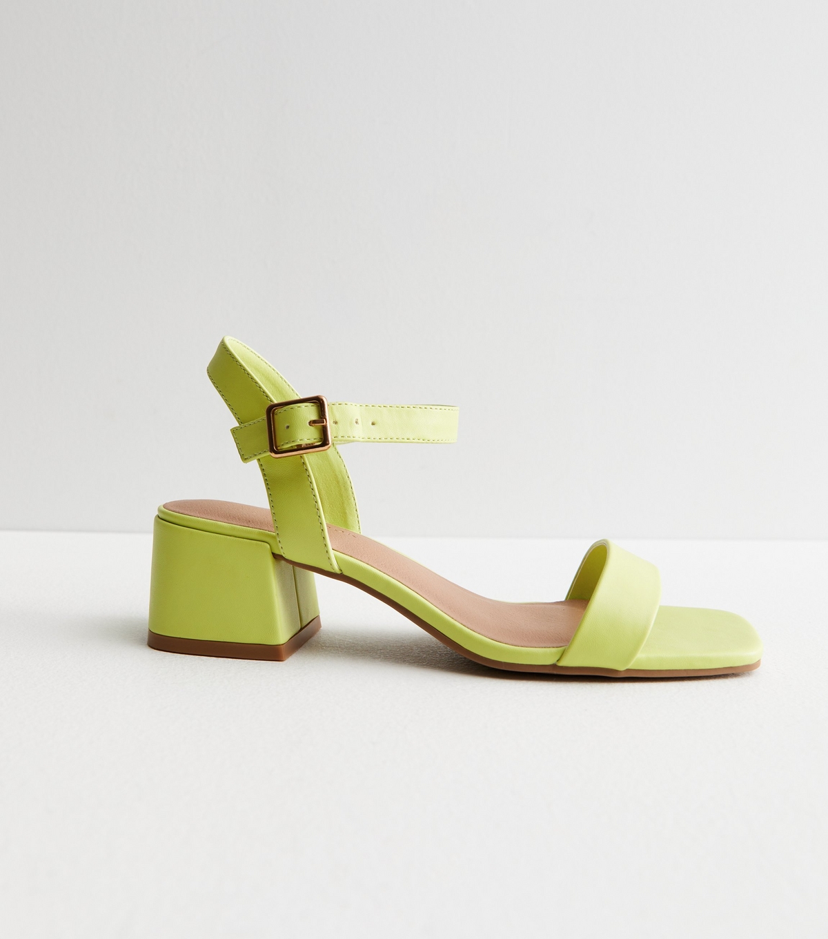 Women's Green Leather-Look 2 Part Block Heel Sandals New Look