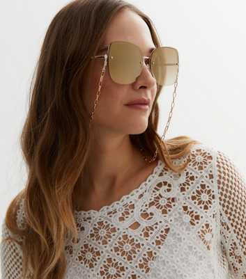 Gold Chain Oversized Frame Sunglasses