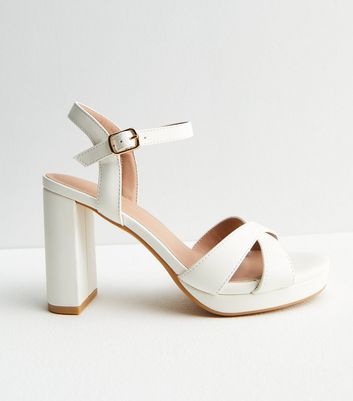 white block heel sandals new look