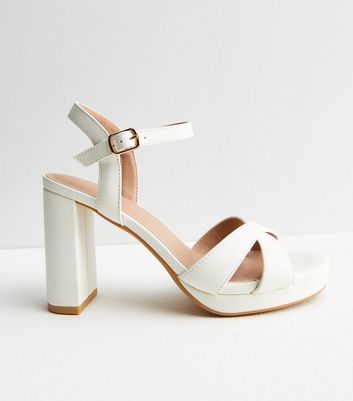 Ladies New look Ankles Cuff Strap Woman High Heel White Peep Toe Sandal Uk  3/36 | eBay