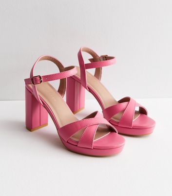 New Look Womens Pink Suede Strappy Heel 7 EUR 40 - Wide Fit – Preworn Ltd