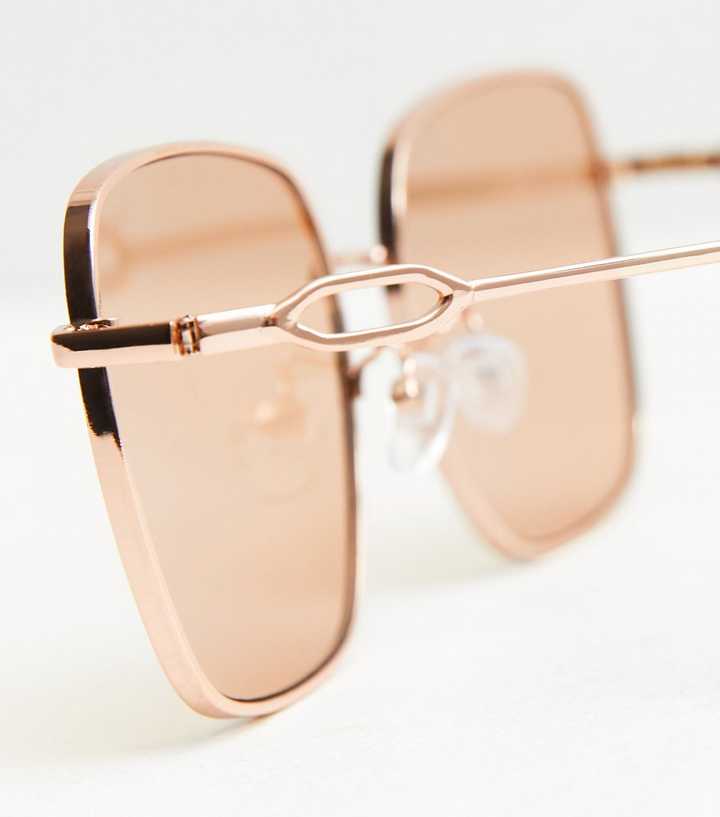 Square Sunglasses with Gold Chain Arms