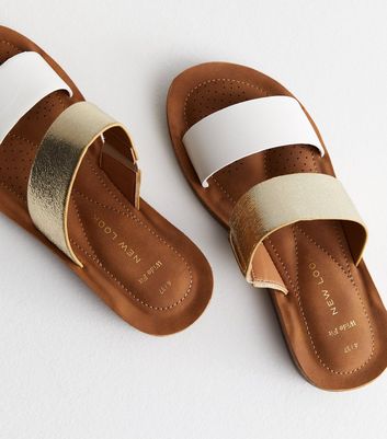 Gold flip flops new on sale look